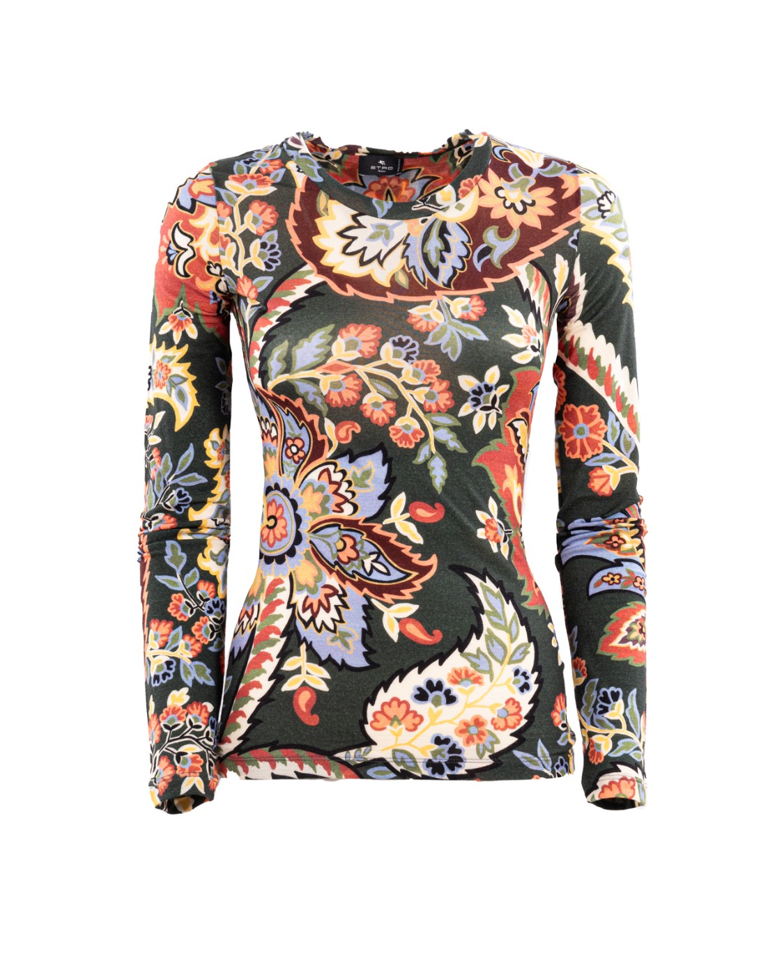 shop ETRO  T-shirt: Etro top fantasia in jersey.
Vestibilità slim.
Girocollo.
Maniche lunghe.
Composizione: 71% lana, 24% poliammide, 5% elastan.
Made in Italy.. WRJB0011 99IAB02-X0892 number 3100379